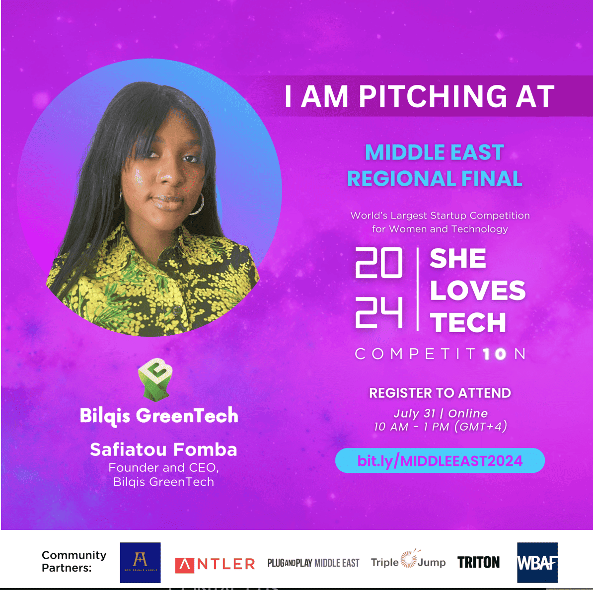 Bilqis GreenTech Hits Top 10 at She Loves Tech Middle East & West Asia Regional Final 2024